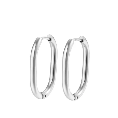Abbildung von Hey Happiness THIN OVAL Ohrringe silvercoloured, Damen, Größe: One Size, Silver coloured