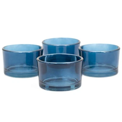 Abbildung von Creativery Teelichtgläser klein 51x33 mm Set 4 Stück Teelichthalter Glas Farbauswahl: dunkelblau/Navy 370