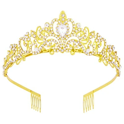 Abbildung von Crowns for Women, Vofler Gold Tiara Crystal Rhinestone Hair Accessories Decor Princess Queen Ladies Little Girls Adult Bridal Bride Birthday Wedding Pageant Prom Halloween Costume Party with Combs