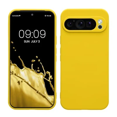 Abbildung von kwmobile Handyhülle kompatibel mit Google Pixel 9 Pro XL Hülle Handy Case aus weichem Silikon in Strahlend Gelb