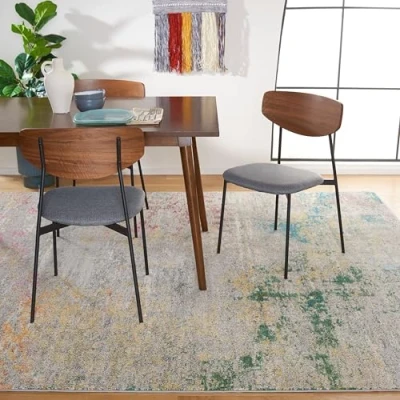 Abbildung von SAFAVIEH Boho Teppich für Wohnzimmer, Esszimmer, Schlafzimmer Madison Collection, Kurzer Flor, Grau und Gold, 244 X 305 cm