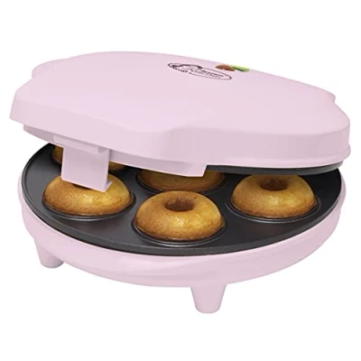 Abbildung von bestron Waffeleisen Donut Maker ADM218SDP, 700 W, im Retro Design, Sweet Dreams, Antihaftbeschichtung, Rosa