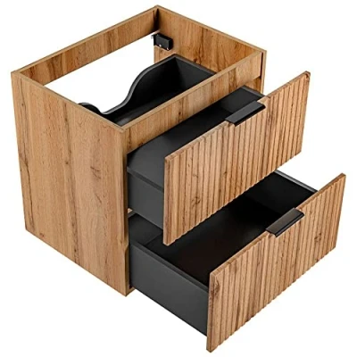 Abbildung von Lomadox Waschbeckenschrank ADELAIDE 56 Wotaneiche mit gerilllter Front 60/57/46 cm
