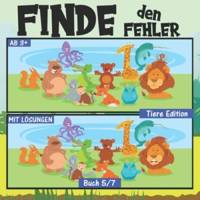 Abbildung von Finde den Fehler für Kinder: Fehlersuchbuch Kinder ab 3 Jahren Unterschied Buch 5/7 Tiere Edition