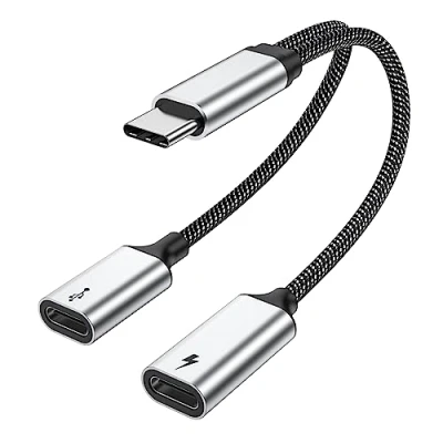 Abbildung von MOGOOD USB C Splitter auf Buchse Adapter Y Kabel (Nicht für Monitor) Stecker 2USB Buchsen Doppel Anschluss Hub Lade Split Mac,Laptop