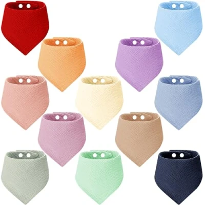 Abbildung von Toaren 12 Stück Dreieckstuch Baby Sabberlätzchen Halstücher Lätzchen Absorbierende mit 2 Verstellbares Druckknopf, weiche Zahnen und Sabbern für Junge Mädchen