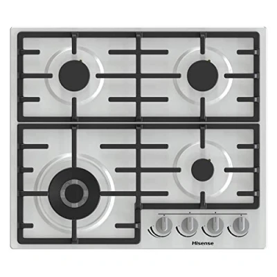 Abbildung von Hisense GM663XB Gaskochfeld, 4 Kochstellen, Breite 60 cm, Doppelkronen Wokbrenner und Gusseisen Grills, integrierte Zündung, Anti Fingerabdruck Edelstahl