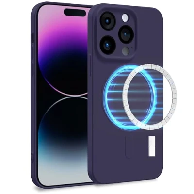 Abbildung von MyGadget Hülle für Apple iPhone 14 Pro [ kompatibel mit MagSafe ] Zweilagige Handyhülle Kameraschutz Cover Innenfutter &amp; Silikon außen Lila