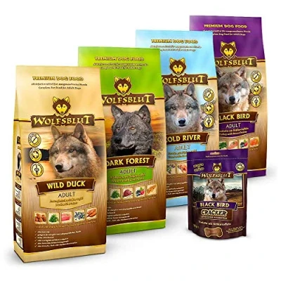 Abbildung von Wolfsblut Mixpaket Trockenfutter groß 4 x 2 kg &amp; 225 g Cracker Getreidefreies Hundefutter