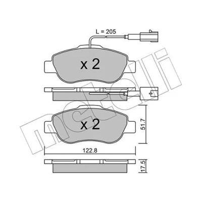 Abbildung von METELLI 22 0638 2 Bremsbelagsatz inkl. Verschleißwarnkontakt FORD: KA Schrägheck (RU8) 1.3 TDCi 2008 2016