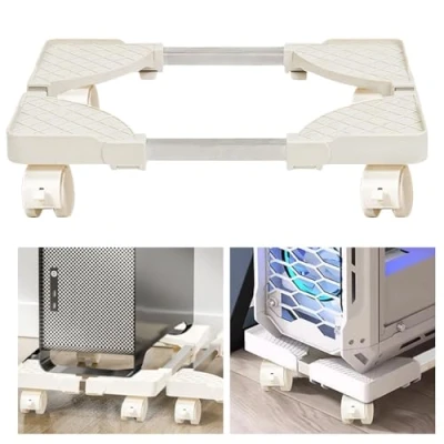 Abbildung von SPORWAY CPU Ständer PC Stand: Computer Halterung Universal Einstellbare mit 4 Rollen, Unter Schreibtisch Tower Holder Cart für Computergehäuse Hauptrahmen (Weiß)
