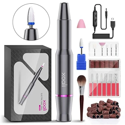 Abbildung von Xoali Nagelfräser 25000u/Min, 12 In 1 Professionell Elektrische für Gelnägel, Verstellbare Geschwindigkei Pediküre Maniküre Set Nagelhaut Shellac Acrylgel und Semipermanentes Gel(grau)