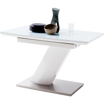 Abbildung von MCA furniture Esstisch &quot;Galina&quot;, Bootsform in weiß mit Synchronauszug vormontiert, Sicherheitsglas