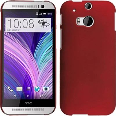 Abbildung von PhoneNatic case kompatibel mit HTC One M8 Hülle rot gummiert Hard Cover