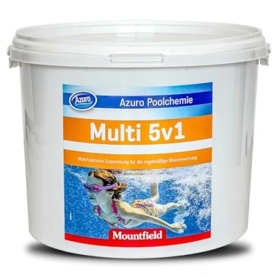 Abbildung von Azuro Chlortabletten 5 in 1 Chlor Multitabs 200g langsamlöslich für Pools, (1kg, 3kg, 5kg, Hergestellt Europa), kristallklares und hygienisches Poolwasser), langzeit Tabletten zur Reinigung Desinfektion