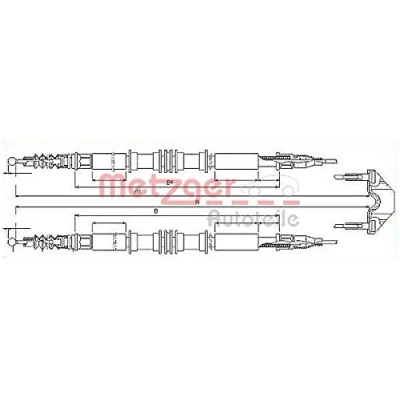 Abbildung von METZGER 11.5858 Handbremsseil hinten 1577/1403+1577/1403 Scheibenbremse COFLE OPEL: Astra G CC, Caravan, Cabrio