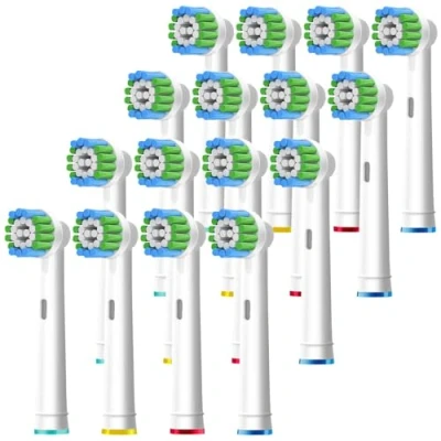 Abbildung von 16 Stück Precision Aufsteckbürsten Kompatibel mit Oral B Aufsteckbürsten, Professionelle Ersatzköpfe passend für Elektrische Zahnbürsten, Weiß.