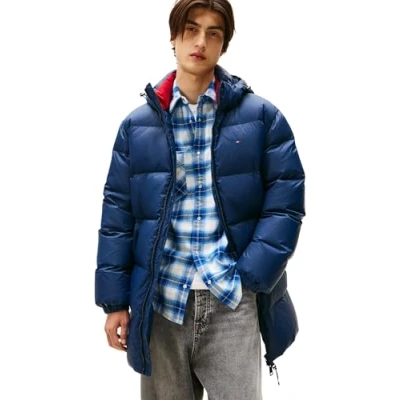 Abbildung von Tommy Jeans Essential DOWN Parka Winterjacke, Herren, Größe: Large, Dark night navy