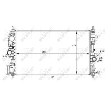 Abbildung von NRF 59076 Kühler, Motorkühlung Aluminium 650 415 27 Kühlrippen gelötet OPEL: Insignia A Sports Tourer, Schrägheck, Zafira C Tourer