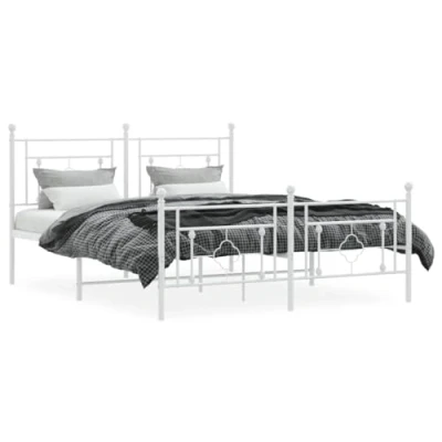 Abbildung von vidaXL Bett Bettgestell mit Kopf und Fußteil Metall Weiß 160x200 cm