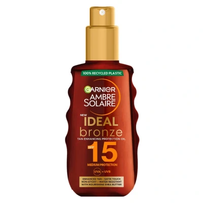 Abbildung von Garnier Ambre Solaire Ideal Bronze Protective Oil SPF15 Sun Cream Spray 150ml