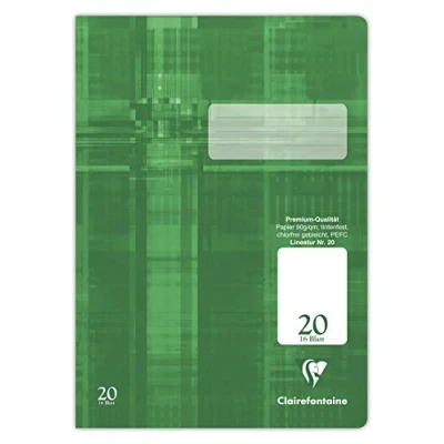 Abbildung von Clairefontaine 331620C Heft ideal für die Schule, DIN A4, 32 Blatt, 90g, Lineatur 20 blanko, Grün, 1 Stück