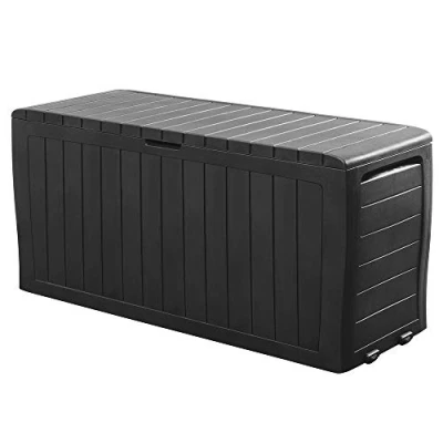 Abbildung von Deuba Auflagenbox, 270L Haltegriffe Rollen Balkon Wohnzimmer Rattan Optik Anthrazit