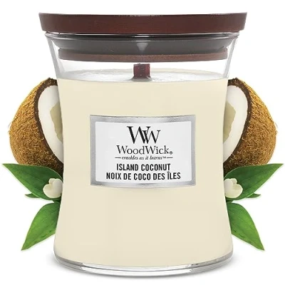 Abbildung von Woodwick Medium Island Coconut Duftkerze, Größe: 275 g,