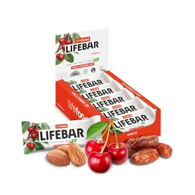 Abbildung von Lifefood Lifebar Energieriegel, Vegan Sportriegel, RAW BIO Rohkost, Vegan, Glutenfrei, Laktosefrei, Ohne Zuckerzusatz, Biologisch angebaut 15er Pack (15 x 40 g) (Kirsche)