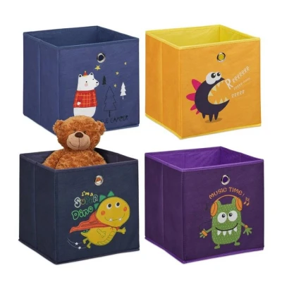 Abbildung von relaxdays Faltbox Kinder Aufbewahrungsboxen im 4er Set, A