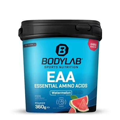 Abbildung von Bodylab24 EAA Essential Amino Acids Wassermelone 360g, Pulver mit 8 essentiellen Aminosäuren, alle BCAA &amp; enthalten, plus Vitamin B6, lecker fruchtig im Geschmack