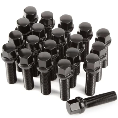 Abbildung von 20 Verlängerte Radschrauben Radbolzen für Spurverbreiterungen I M14x1,5x40mm Kugelbund SW 17mm Kompatibel mit Audi Volkswagen OEM RÄDERN (Schwarz)