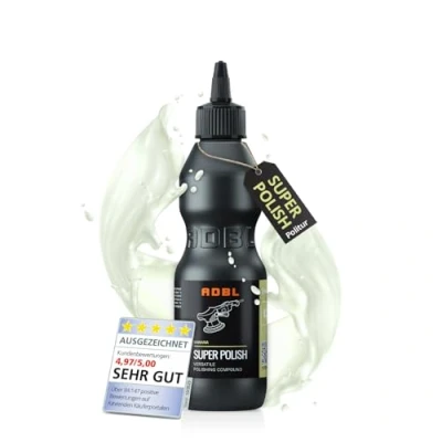 Abbildung von ADBL Super Polish (200ml) Feinschleif Politur für eine perfekte Lackkorrektur Entfernt Kratzer bis P2000, Hologramme und Oxidation Wasserbasiert, ohne Silikone oder Füllstoffe, Medium Cut