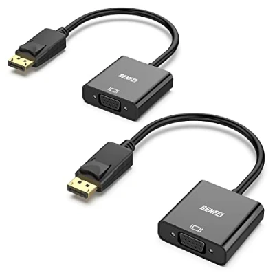 Abbildung von BENFEI DisplayPort auf VGA 2 Stück, Unidirektional DP Computor zu Monitor Adapter 1080P (Stecker Buchse), kompatibel für Lenovo Dell HP ASUS