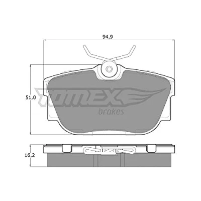 Abbildung von TOMEX brakes TX 13 90 Bremsbelagsatz Hinterachse VOLKSWAGEN: Transporter 4 Bus, Kastenwagen, Pritsche / Fahrgestell