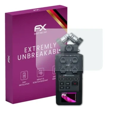 Abbildung von atFoliX Glasfolie kompatibel mit Zoom H6 Black Panzerfolie, 9H Hybrid Glass FX Schutzpanzer Folie