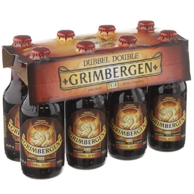 Abbildung von Original belgisches Bier GRIMBERGEN Double 6,5% vol. 8 x 33 cl, Abteibier, hohe Gärung, dunkelbraun inc. 0.64 MEHRWEG Pfand