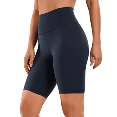 Abbildung von CRZ Yoga Naked Feeling Damen Kurze Leggings High Waist Blickdicht Fithess Shorts Radlerhose Sporthose 20cm Marine 40