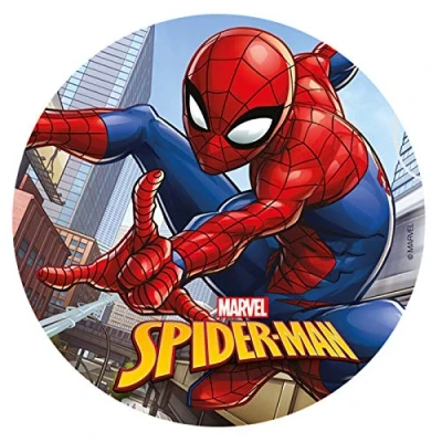 Abbildung von Spiderman Round 20cm 8 Zoll essbare Wafer Cake Topper. Lizenzprodukt. Dekora.…