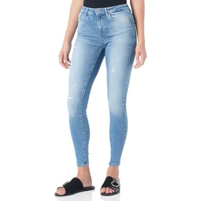 Abbildung von ONLY Skinny fit Jeans ONLPOWER MID PUSH UP SK DEST DNM REA935 mit Destroyed Effekt