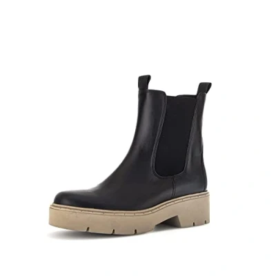 Abbildung von Gabor Damen Chelsea Boots, Frauen Stiefeletten,Wechselfußbett,Best Fitting,Schlupfstiefel,flach,Stiefel,Bootee,schwarz (Taupe),38 EU / 5 UK