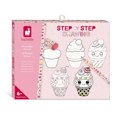 Abbildung von Janod Step by Drawing Zeichnen lernen 20 Kawaii Modelle Zeichenset für Kinder Zeichen und Konzentrationsförderung Ab 6 Jahren J09156