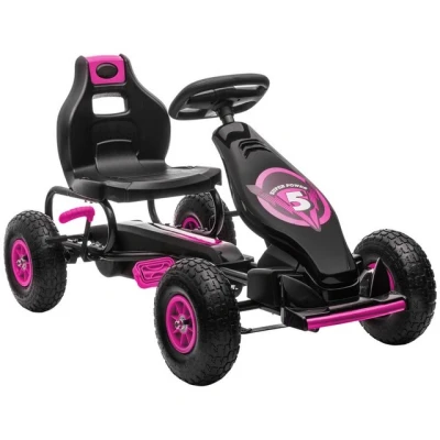 Abbildung von Gokart, Kinderfahrzeug mit verstellbarem Schalensitz, Tretauto, Rosa