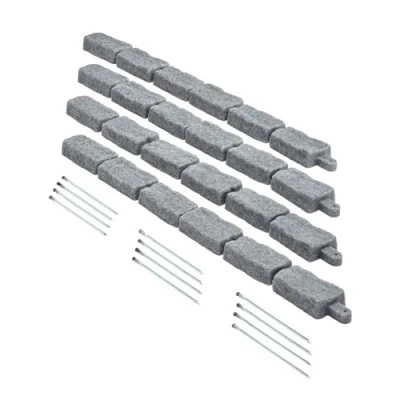 Abbildung von VEVOR 4x Rasenkante PE Steinoptik Beeteinfassung Beetumrandung 1180x95x57mm Grau