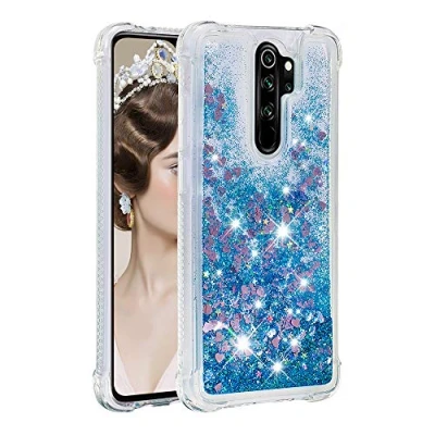 Abbildung von KBIKO zxl Hülle kompatibel mit Xiaomi Redmi Note 8 Pro Schutzhülle Flüssig Glitzer, Handyhülle Back Cover Glitter Flüssigkeit, TPU Silikon für Pro.Blue YBL