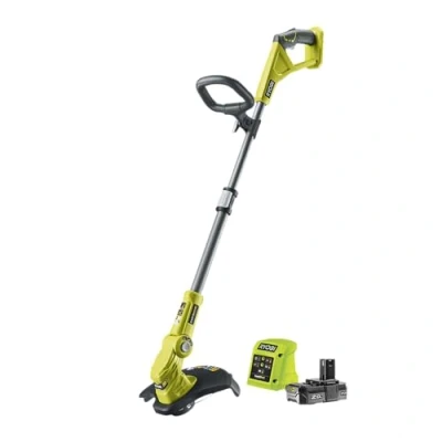Abbildung von RYOBI 18 V ONE+ Akku Rasentrimmer RLT183220S (25 30 cm Schnittbreite, 3 fache Schnittwinkelverstellung, Teleskopstil für komfortable Arbeitshaltung, inkl. 1x 2,0 Ah und Ladegerät)