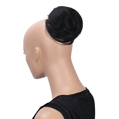 Abbildung von CAISHA Haardutt Eva Haarteil Zopf Haarknoten Hepburn Haargummi Hochsteckfrisuren Kunstfaser DM10cm Naturschwarz DC7