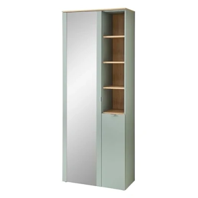 Abbildung von BARI Garderobenschrank mit Spiegel in Schilfgrün, Artisan Eiche Optik FSC zertifiziert Moderner Flurgarderoben Schrank viel Stauraum 78 x 202 38 cm (B/H/T)