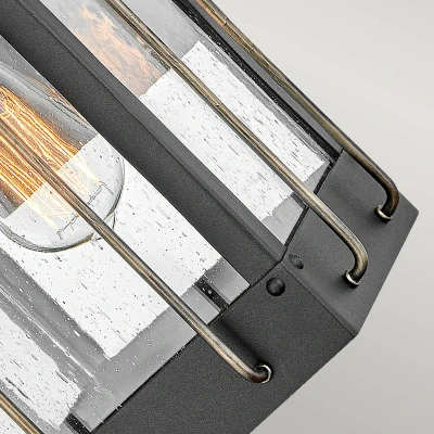 Abbildung von Hinkley HK FITZGERALD2 S Wandleuchte Fitzgerald E27 40W IP44 Aluminium, Messing, Glas klar; schwarz strukturiert mit Bronze brüniert L:19.2cm B:19cm