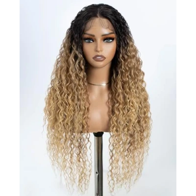 Abbildung von Style Icon Lace Front Perücken Wigs 71cm Curly Wellige Synthetische Für Frauen Tief mittel Teil Baby Haar Hitzebeständige Fasern Spitze